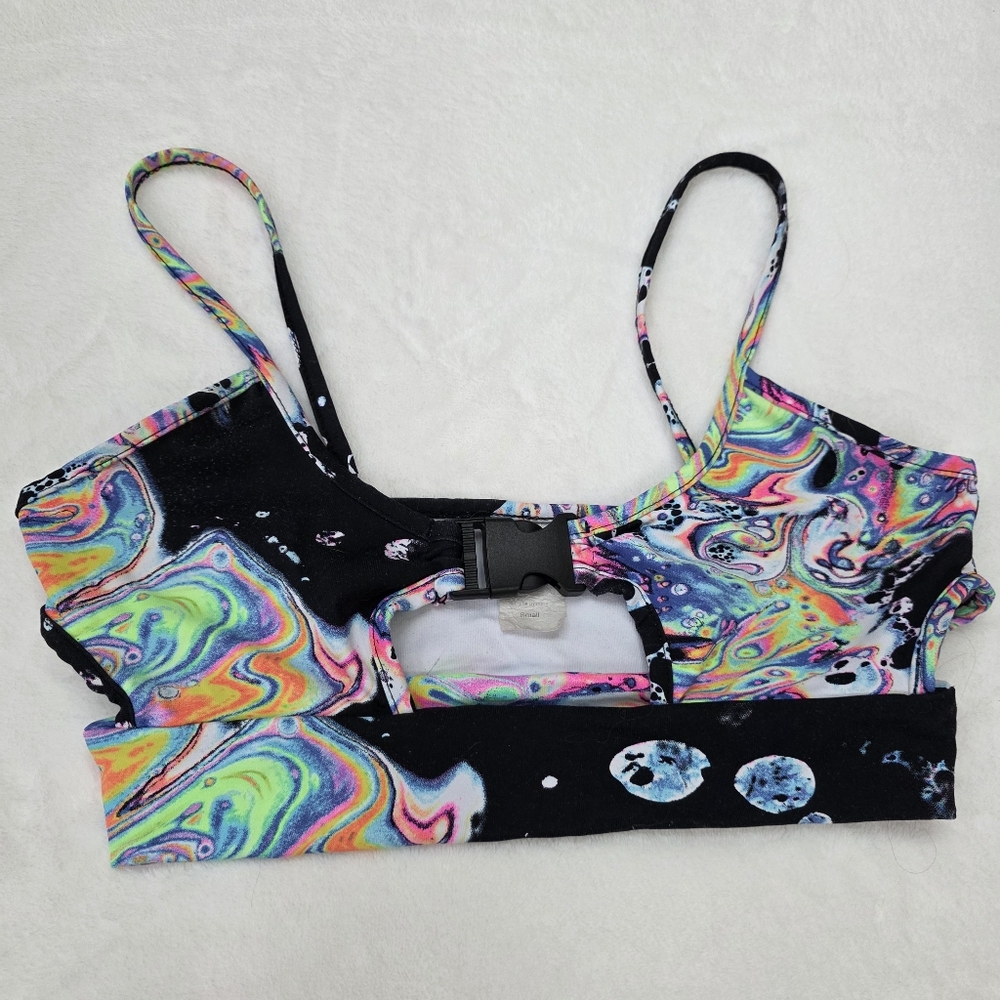 iHeartRaves Black Neon Swirl Sports Bra